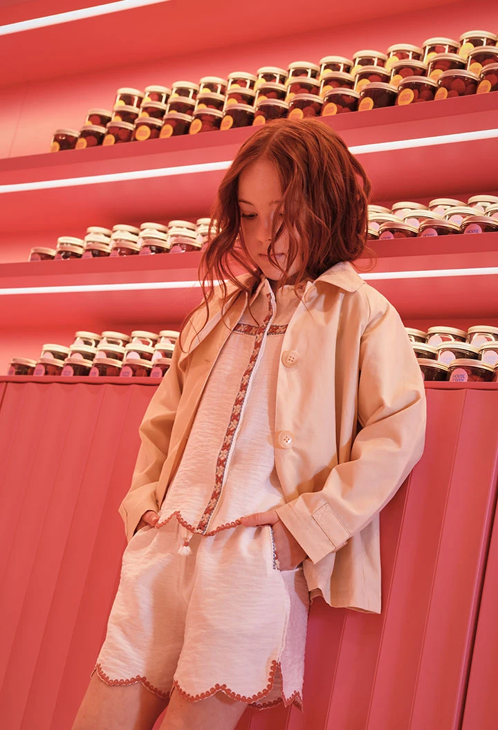 Beige linen girl?s jacket