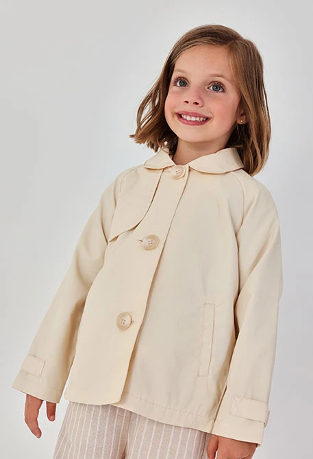 Veste fille en lin beige