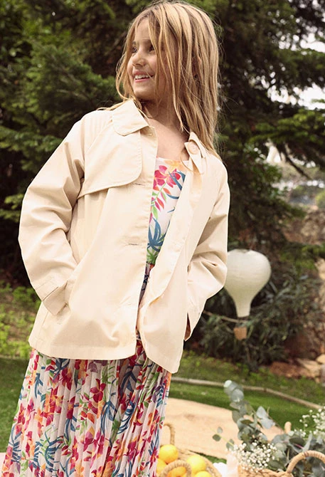 Chaqueta niña lino beige