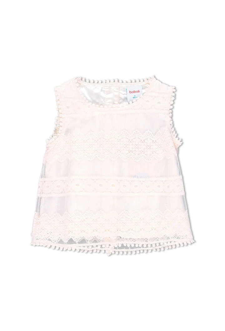 Top en tulle broderies pour fille