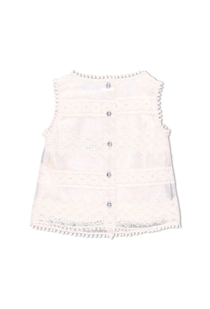 Top en tulle broderies pour fille
