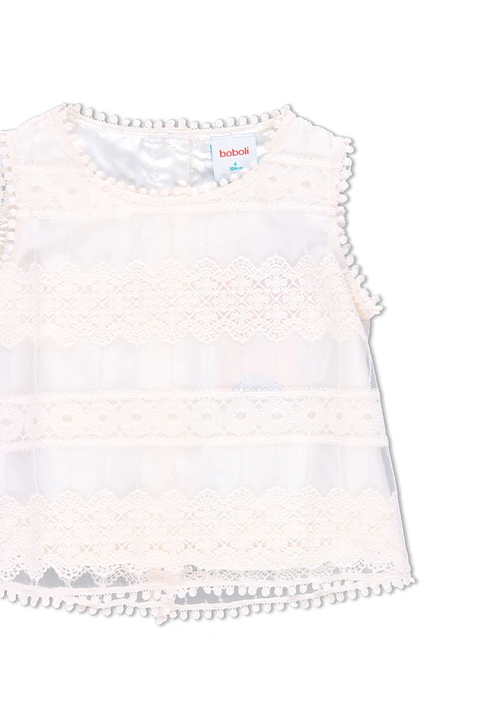 Top en tulle broderies pour fille