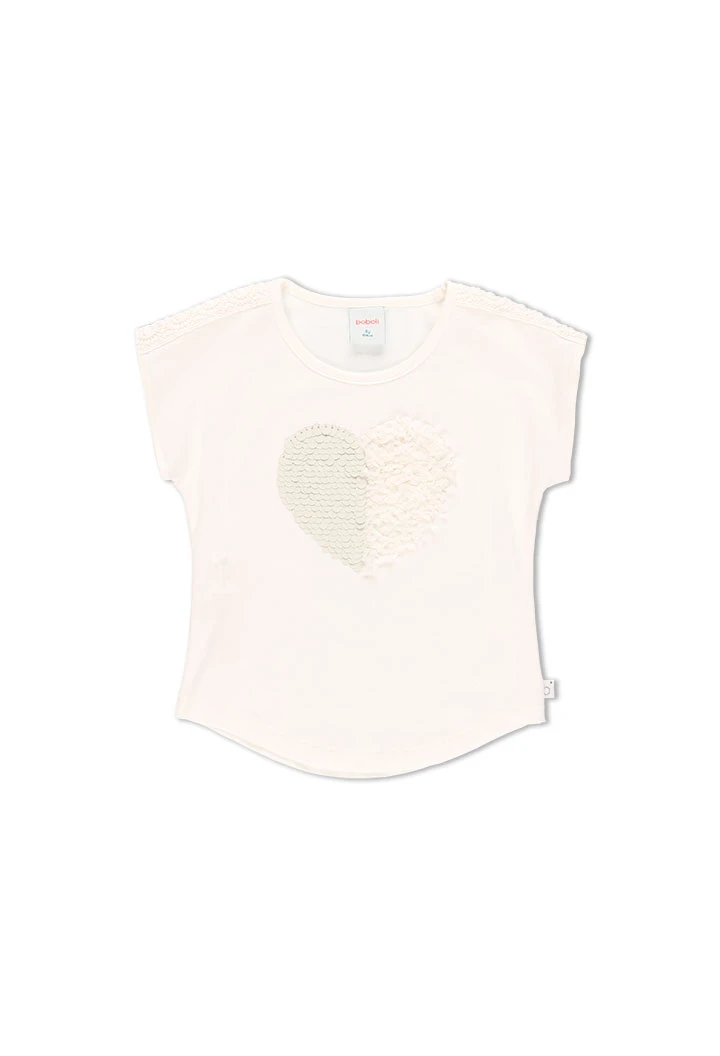 T-Shirt tricot "coeur" pour fille