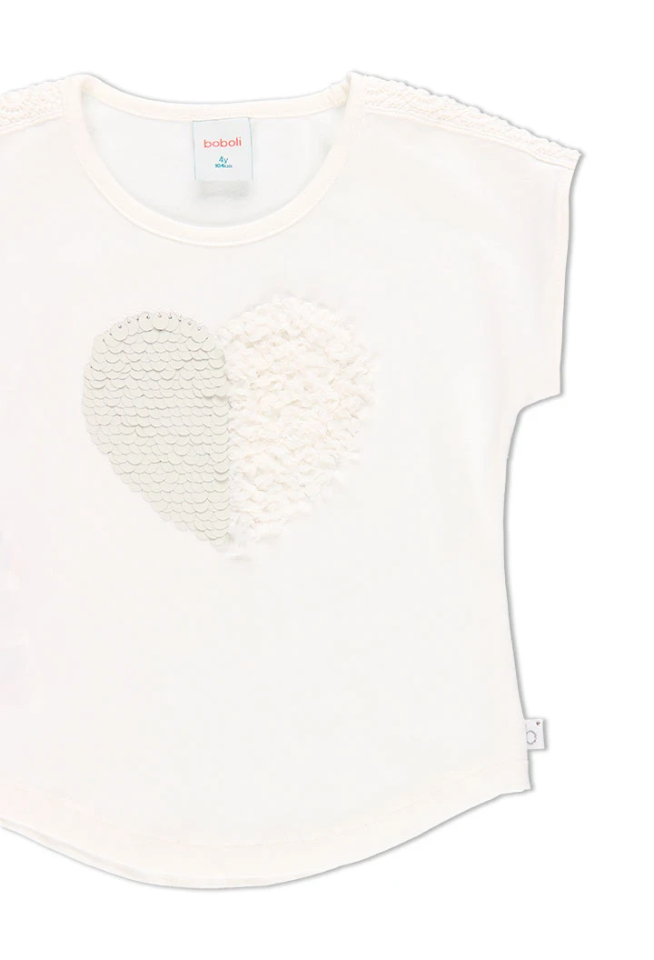 T-Shirt tricot "coeur" pour fille