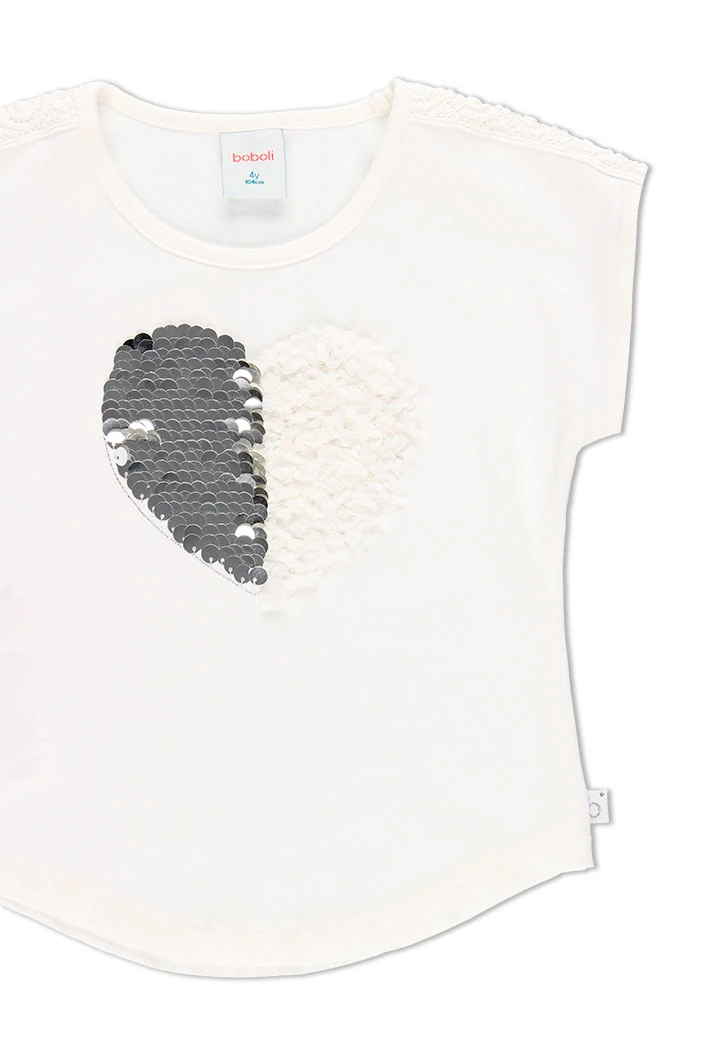 T-Shirt tricot "coeur" pour fille