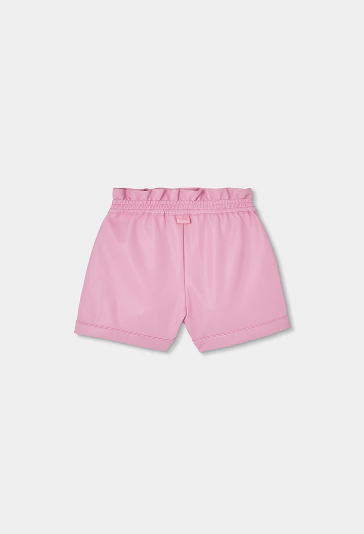Bermuda simili cuir rose