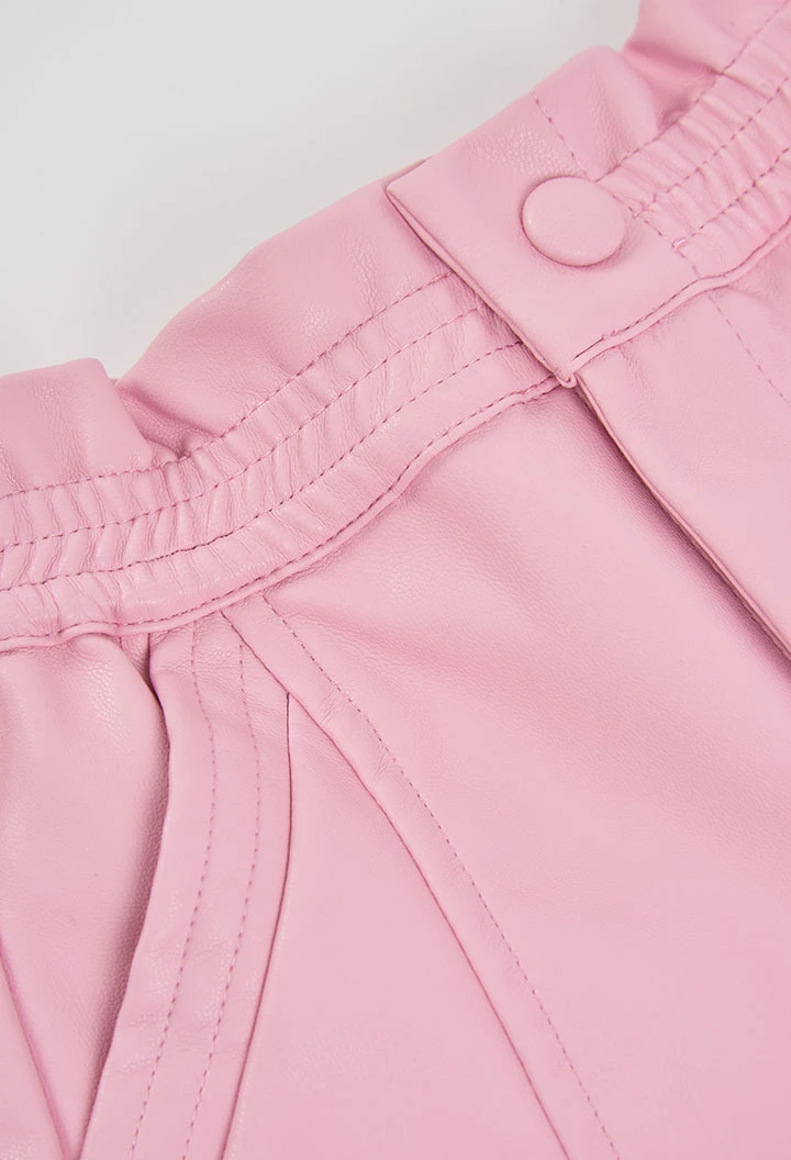 Bermuda simili cuir rose