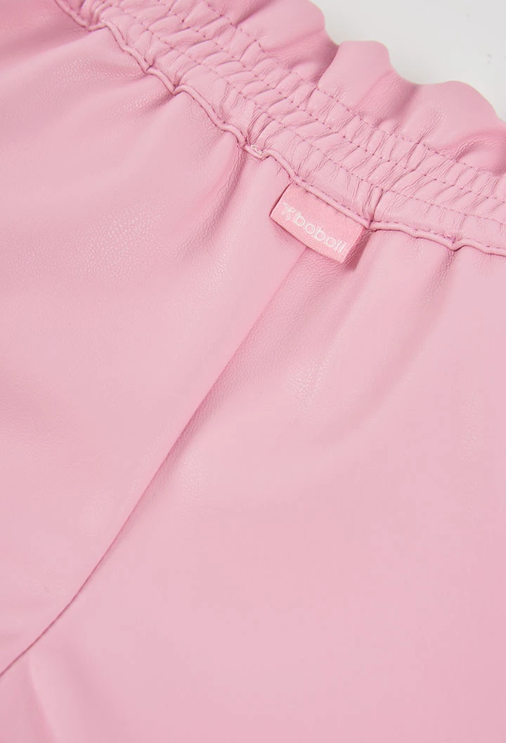Bermuda simili cuir rose