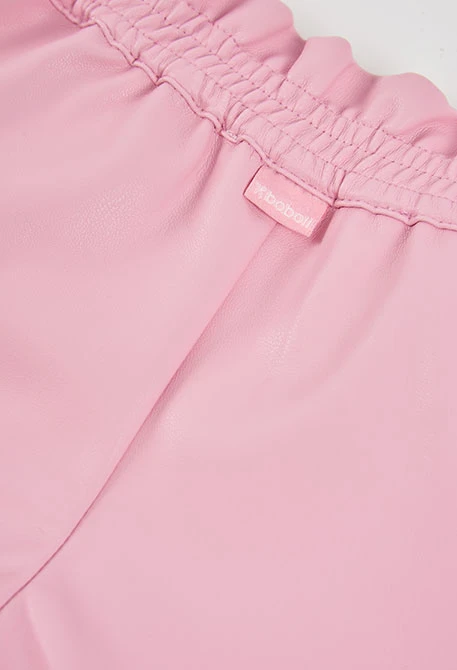 Bermuda simili cuir rose