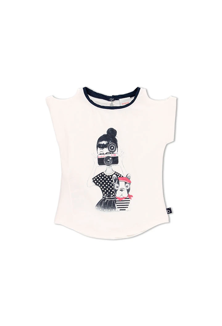 T-Shirt tricot "fille et chien" pour fille