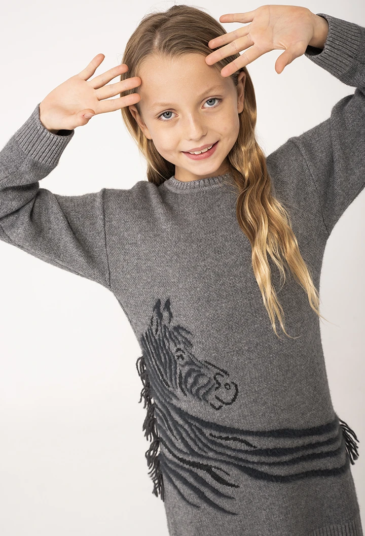 Vestido tricotosa cebra de niña