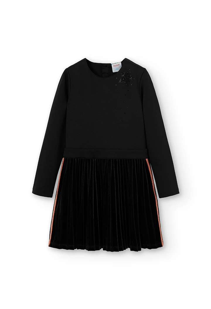 Vestido punto roma y terciopelo de niña