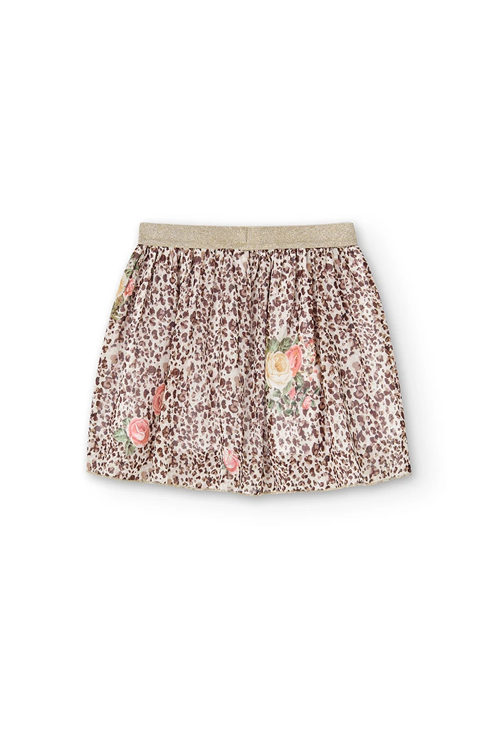 Faldilla gasa animal print de nena