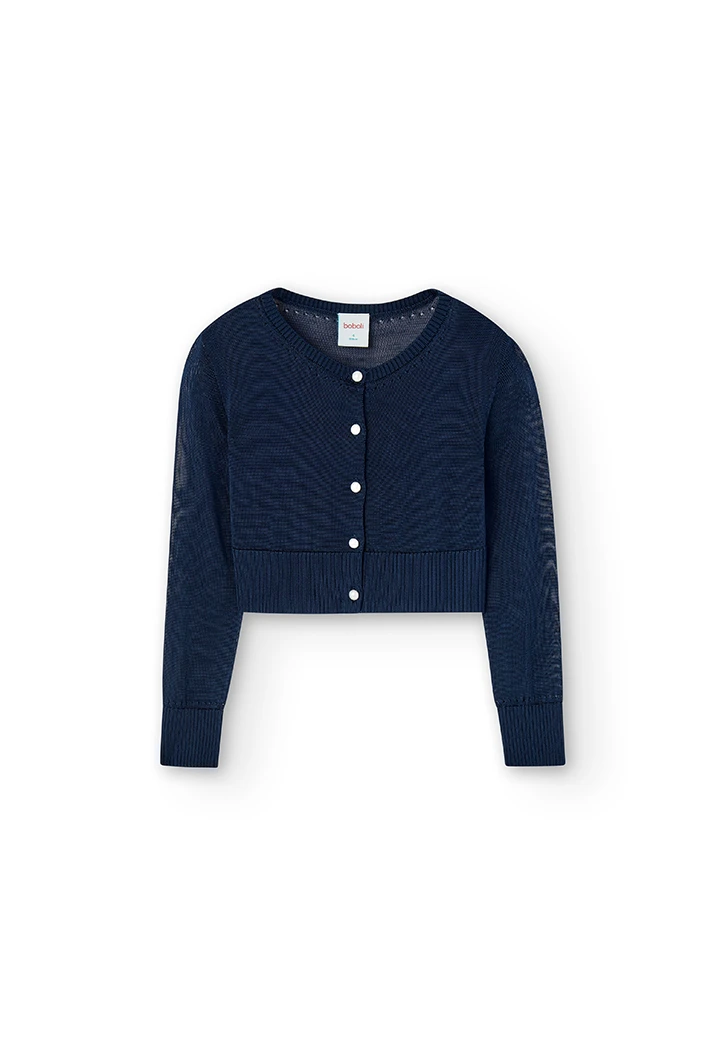 Chaqueta tricotosa boton perla de niña