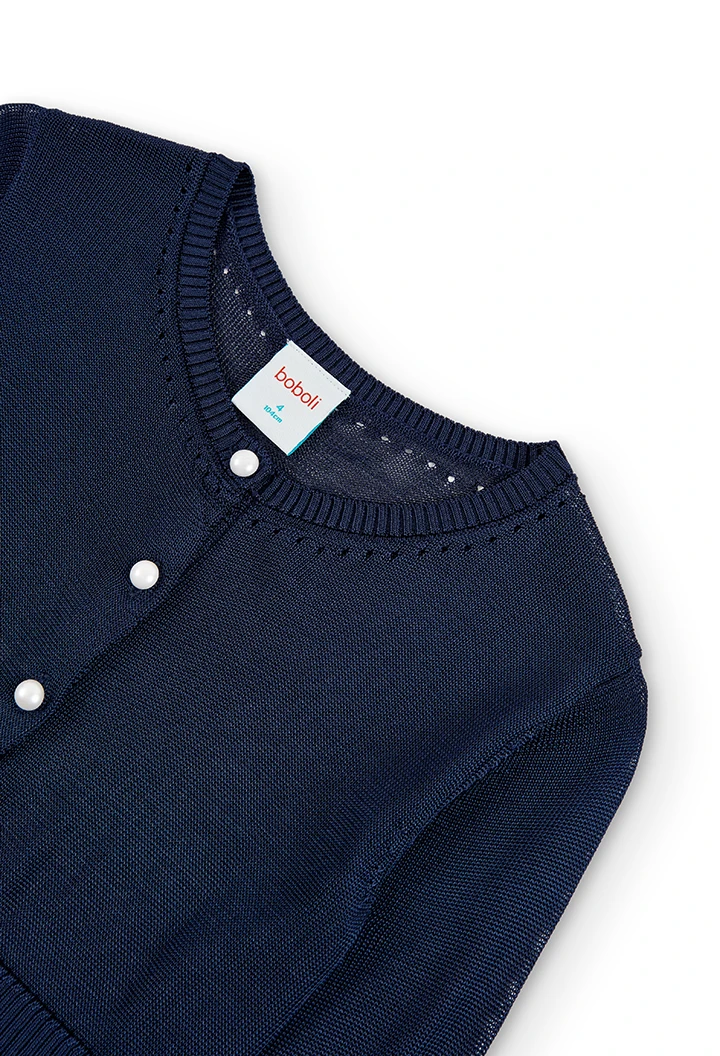 Chaqueta tricotosa boton perla de niña