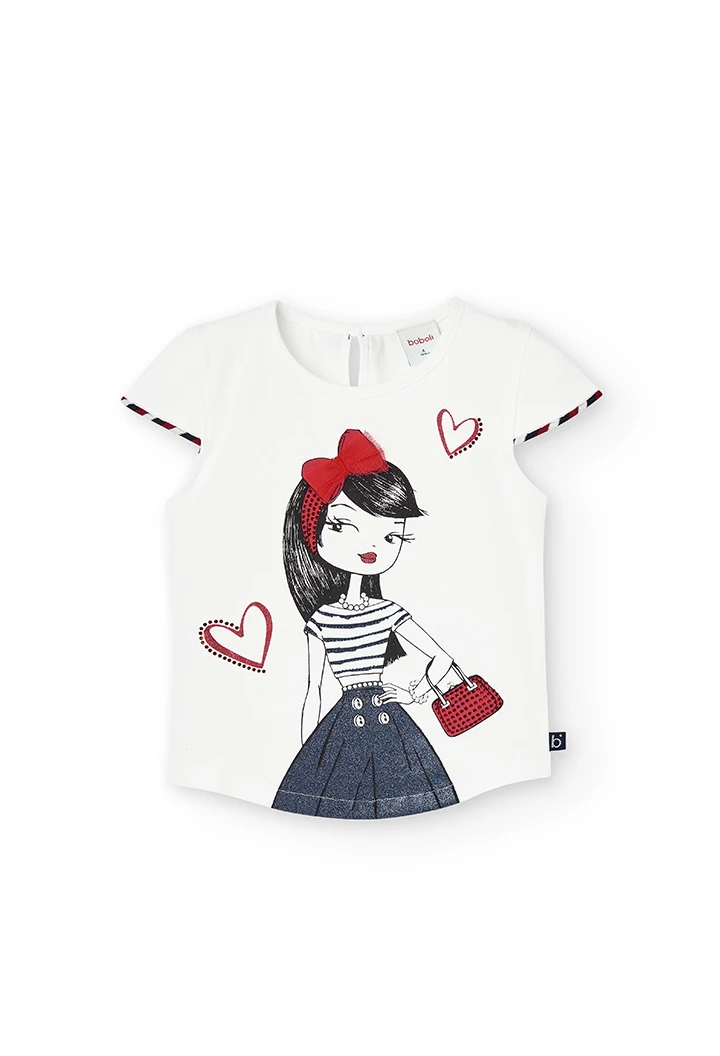 Camiseta malha elástica para menina