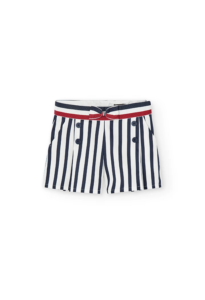 Short cetm elástico às riscas para menina