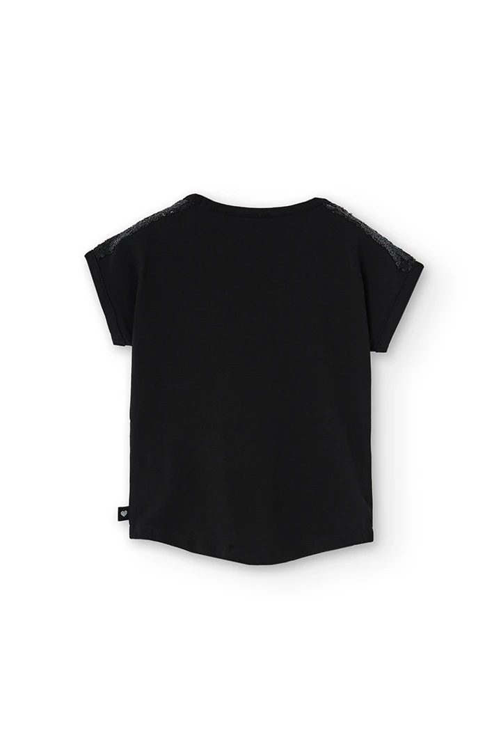 Camiseta punto elástico lentejuelas de niña