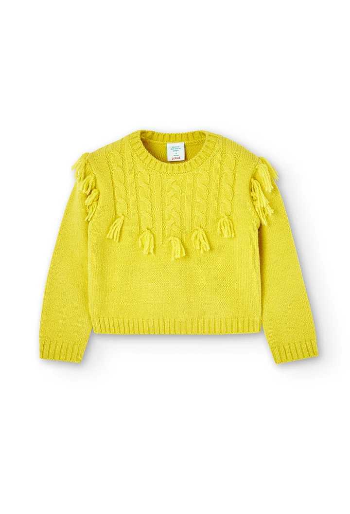 Knitwear pullover with fringes for girl