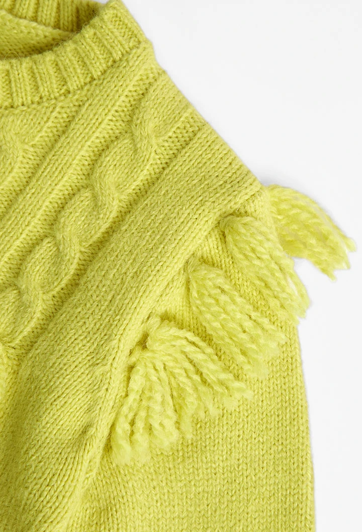 Pullover tricot com franjas para menina