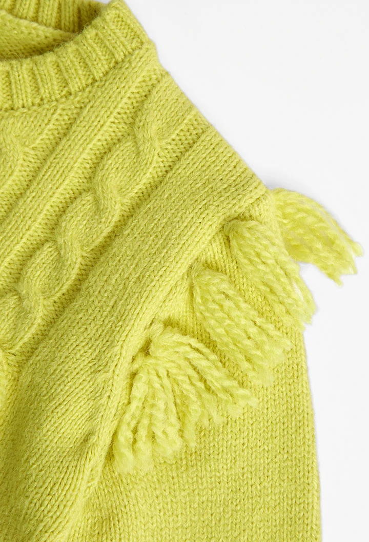 Knitwear pullover with fringes for girl