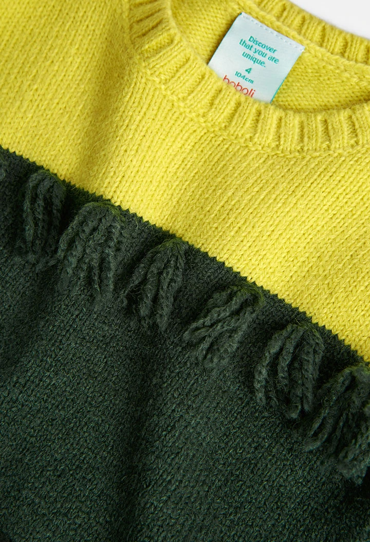 Vestido tricotosa con flecos de niña