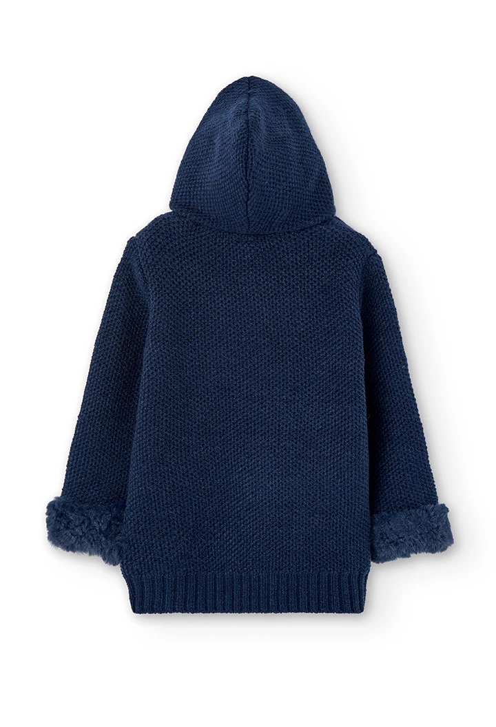 Chaqueta tricotosa con capucha de niña