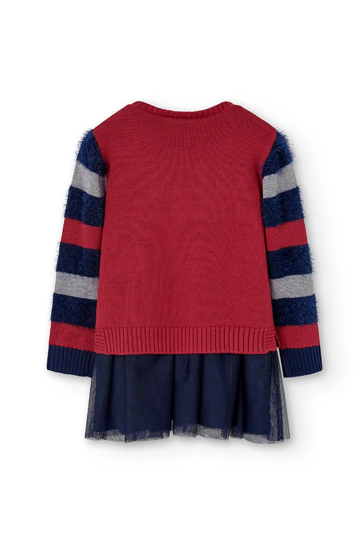 Vestido tricot combinado para menina