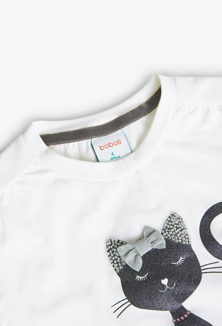 T-Shirt tricot "chaton" pour fille