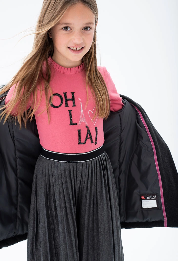 Camiseta malha elástica para menina