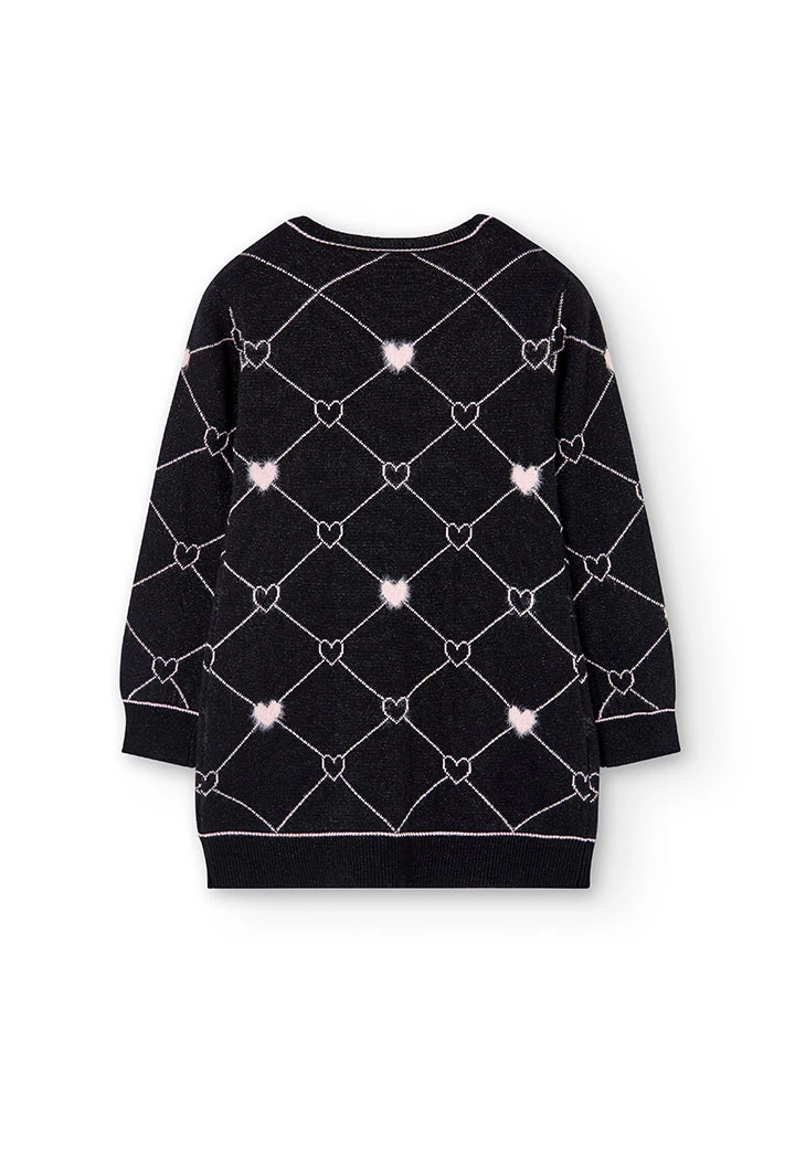 Vestido tricot corações para menina