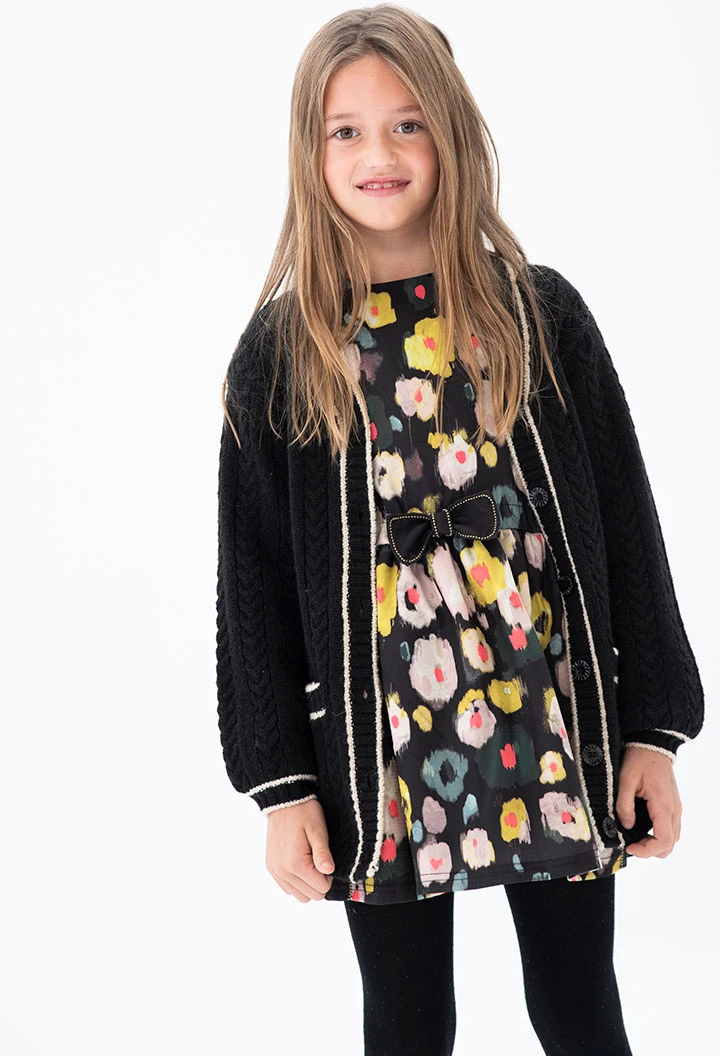 Jaqueta tricotosa de nena en color negre