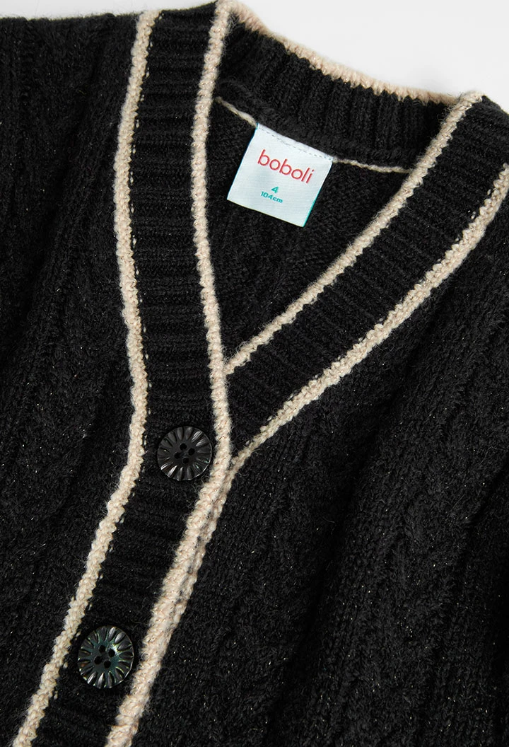Jaqueta tricotosa de nena en color negre