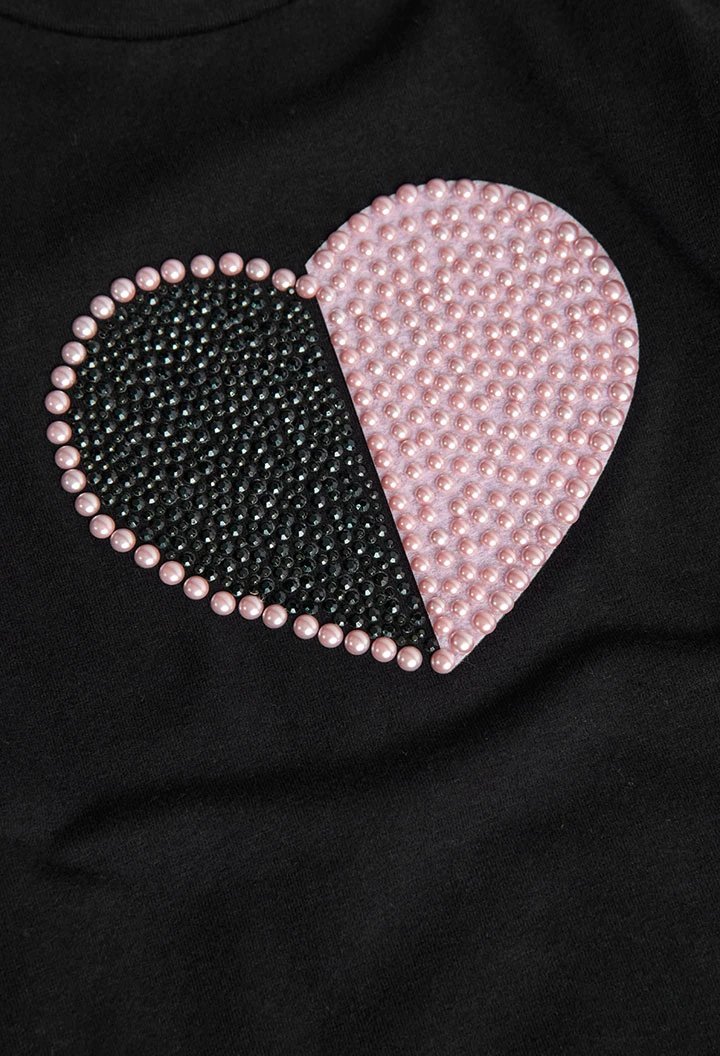 Camiseta punto "corazón" de niña
