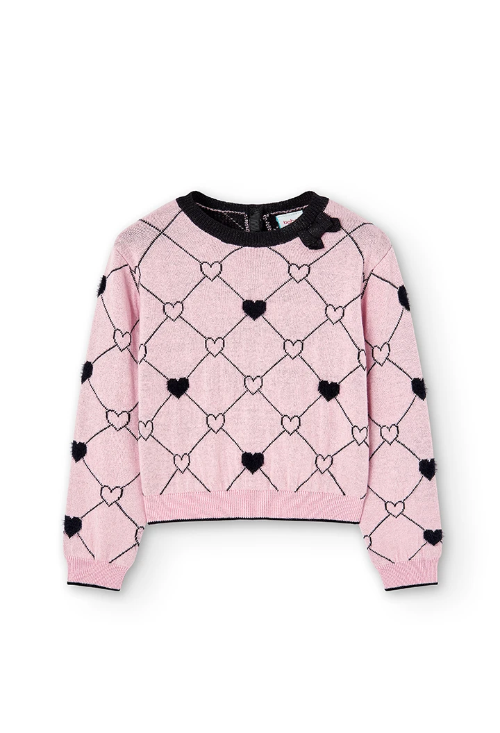 Knitwear pullover hearts for girl