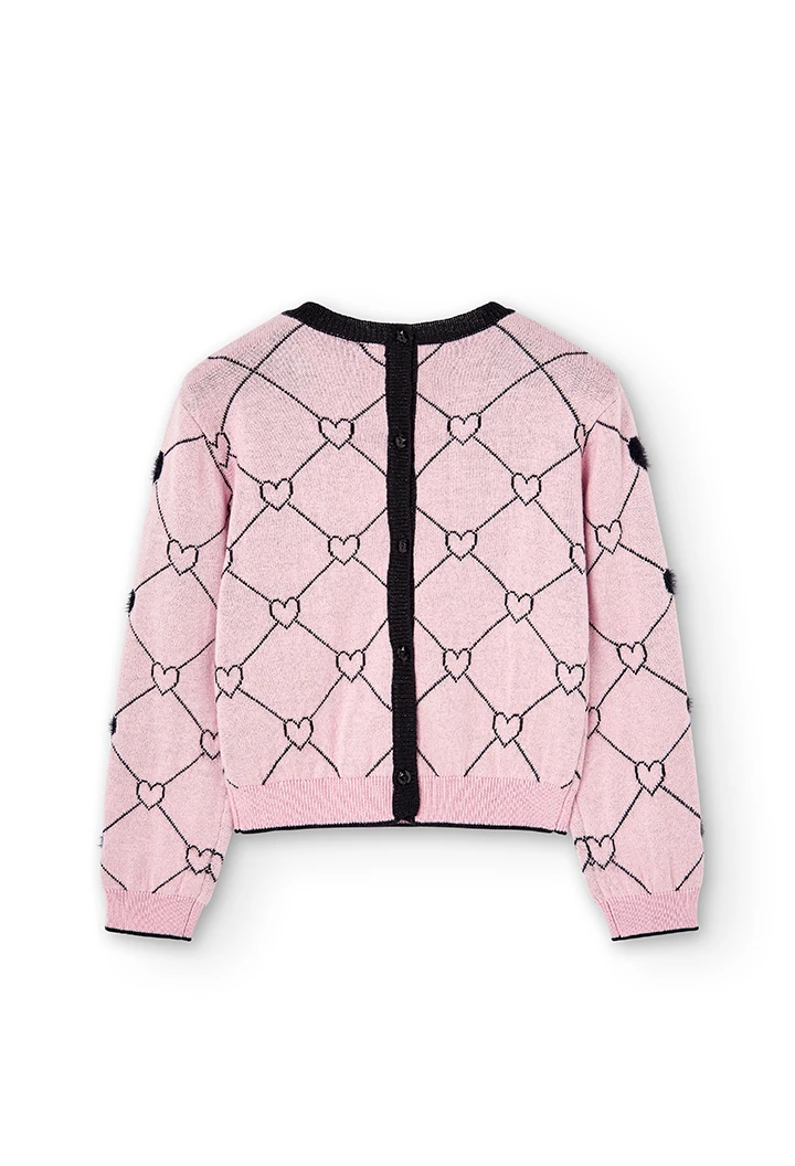 Pullover tricot corações para menina