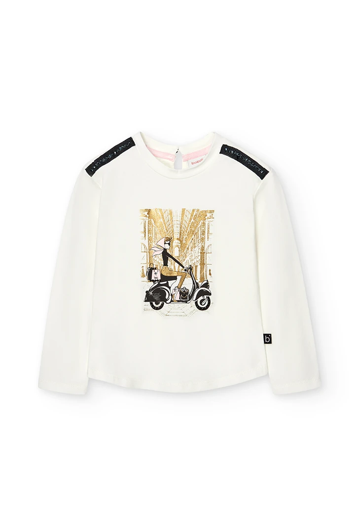 Camiseta malha elástica para menina