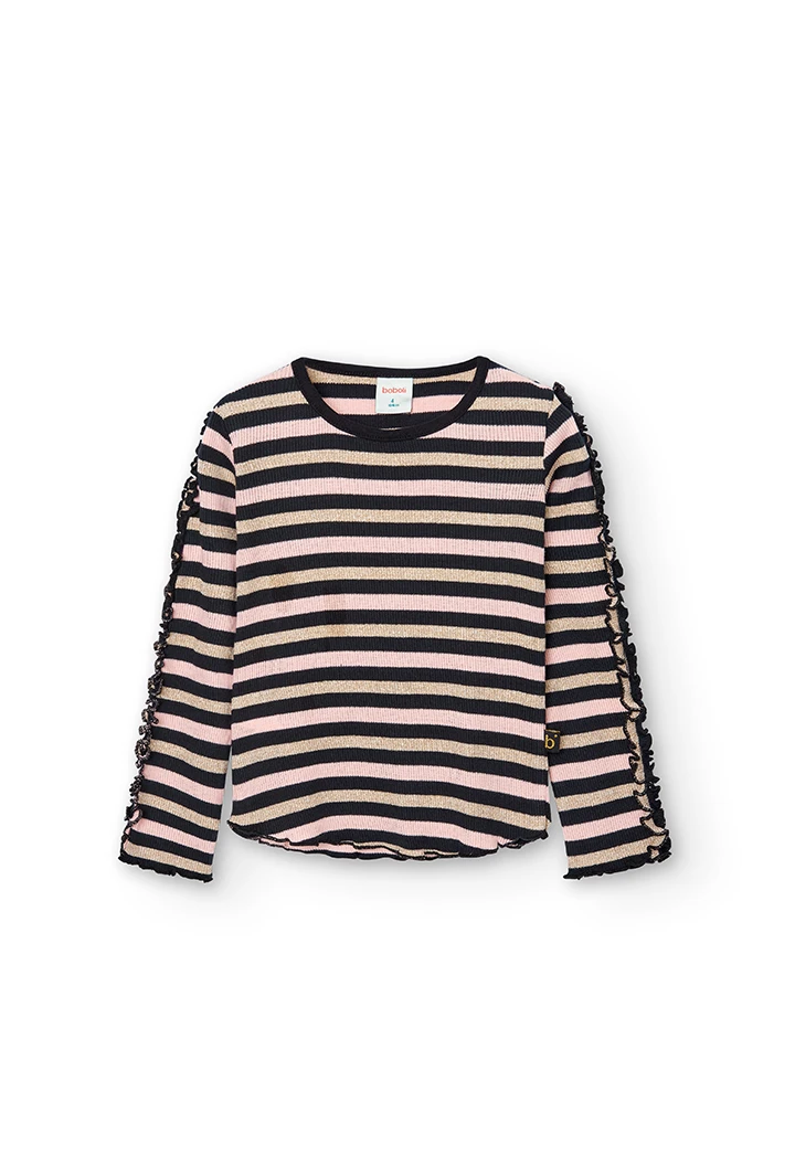 T-Shirt tricot à rayures pour fille