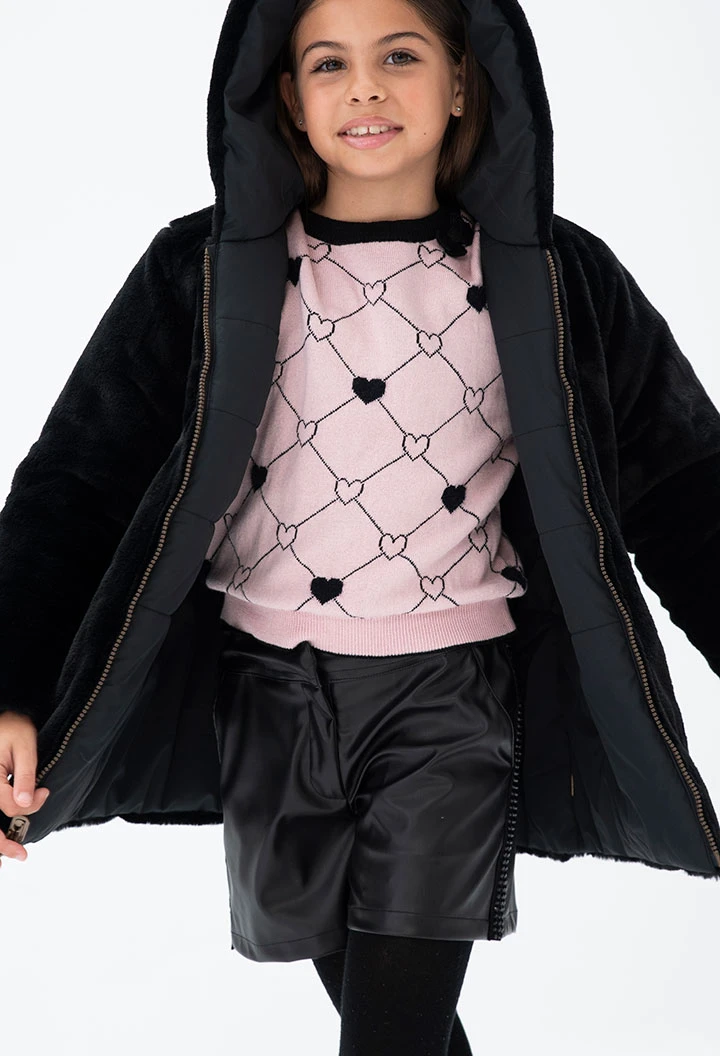 Parka reversível tecido técnico para menina
