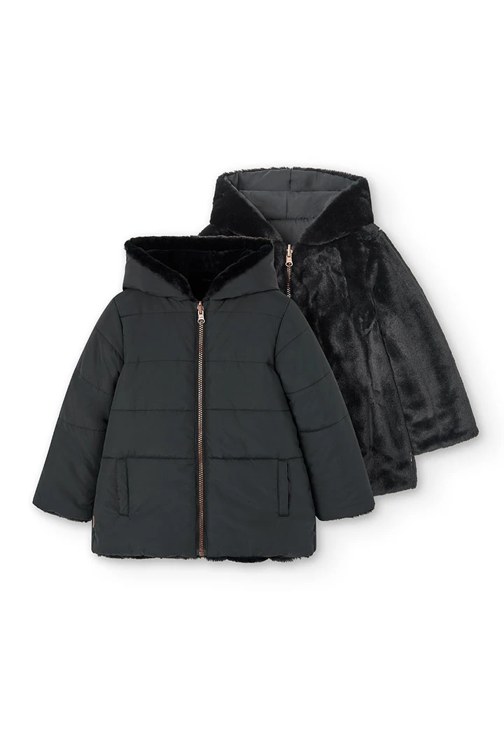 Parka réversible en toile technique pour fille