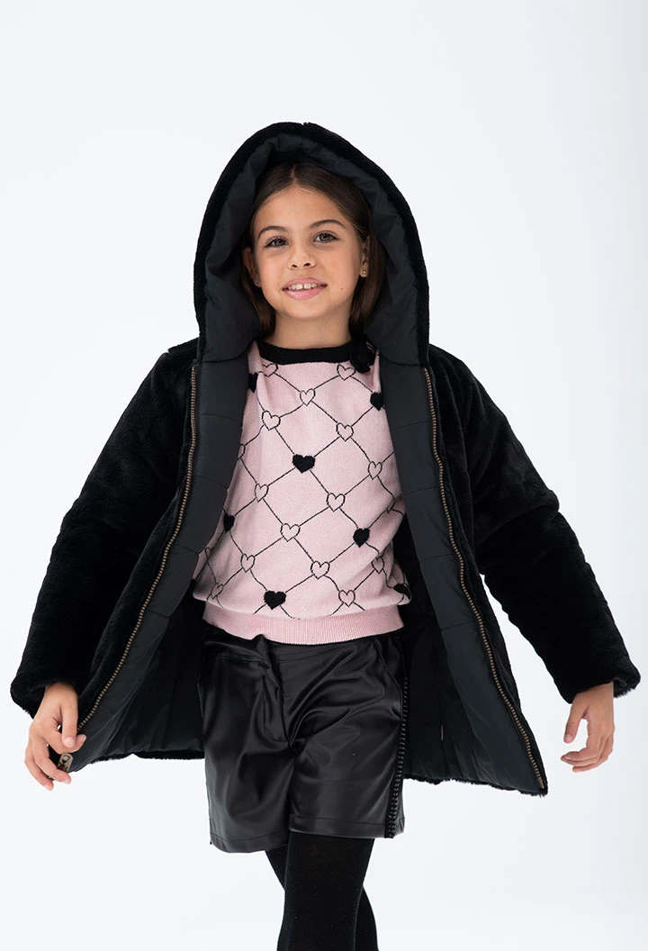 Parka réversible en toile technique pour fille