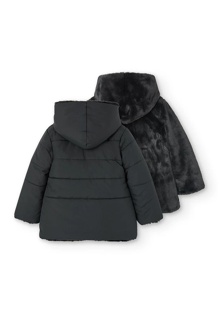 Parka réversible en toile technique pour fille