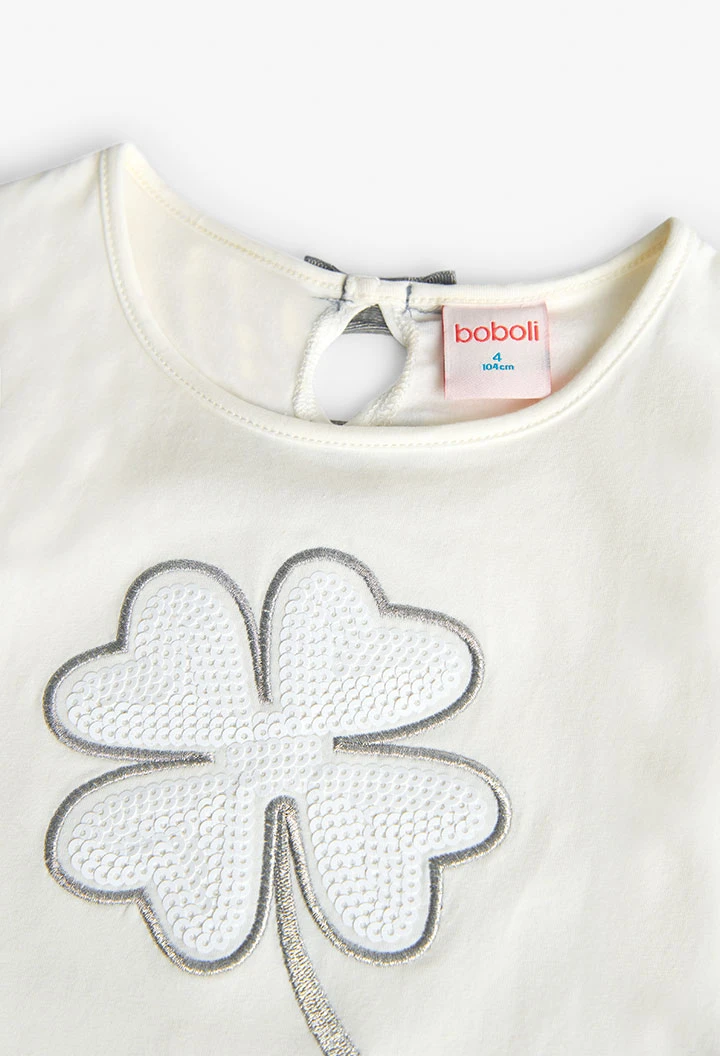 Strick-Shirt kombiniert, für Mädchen, in Farbe Weiß