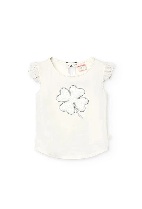 Strick-Shirt kombiniert, für Mädchen, in Farbe Weiß