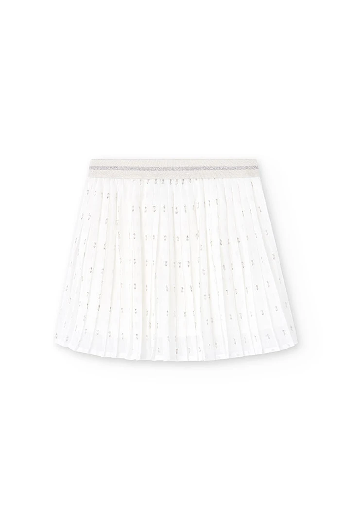 Jupe plissée en mousseline de soie blanche pour fille