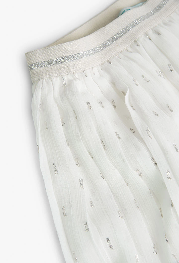 Jupe plissée en mousseline de soie blanche pour fille