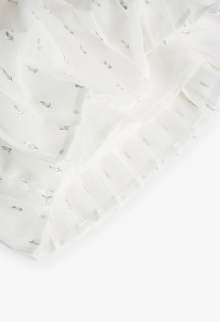 Jupe plissée en mousseline de soie blanche pour fille