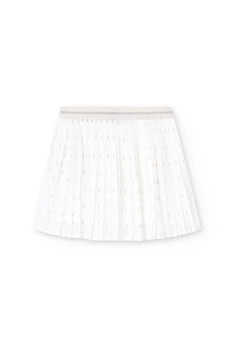 Girl's Pleated Chiffon Skirt in white