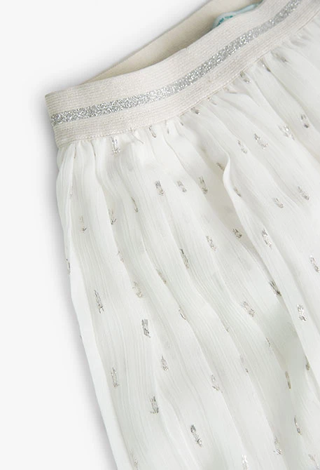 Girl's Pleated Chiffon Skirt in white