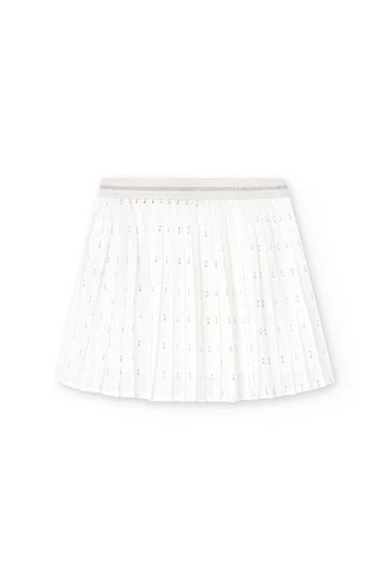 Girl\'s Pleated Chiffon Skirt in white